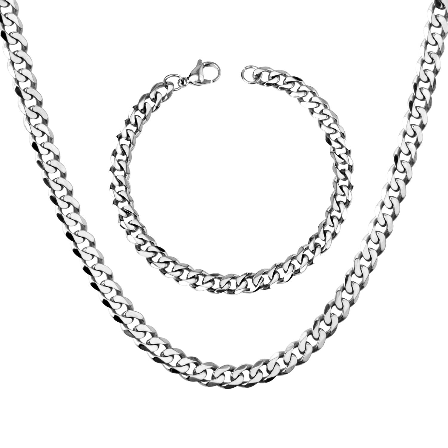 Damen Edelstahl Halskette und Armband Set Shop Nory