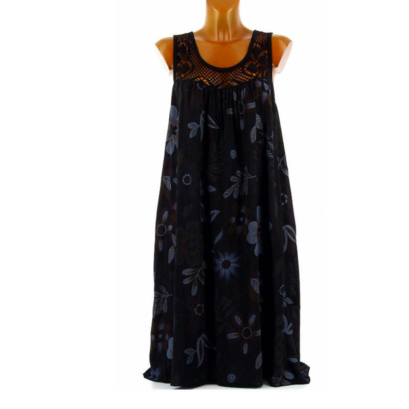 Damen Langkleid mit floraler Spitzenstruktur