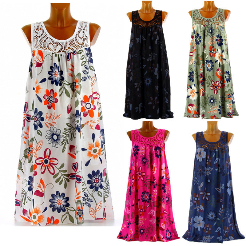 Damen Langkleid mit floraler Spitzenstruktur