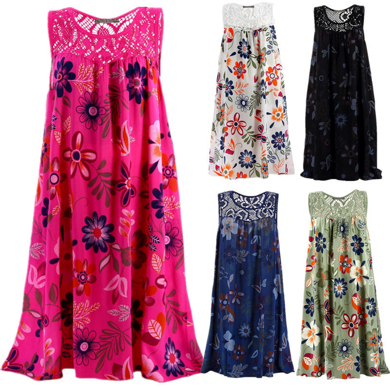 Damen Langkleid mit floraler Spitzenstruktur