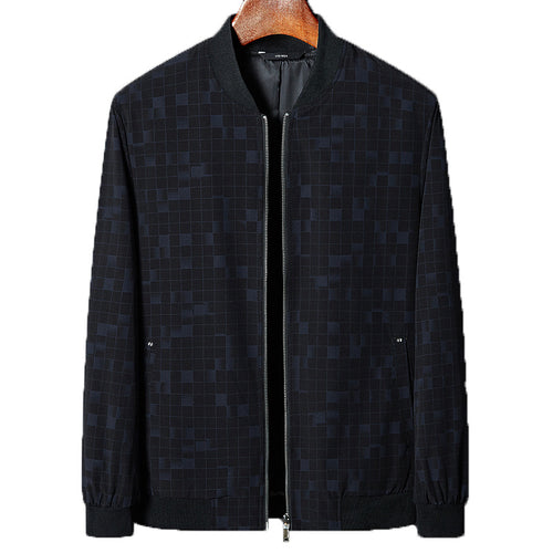 Herren Leichte karierte Pixel-Bomberjacke mit Stehkragen, durchgehendem Reißverschluss und gerippten Bündchen Shop Nory