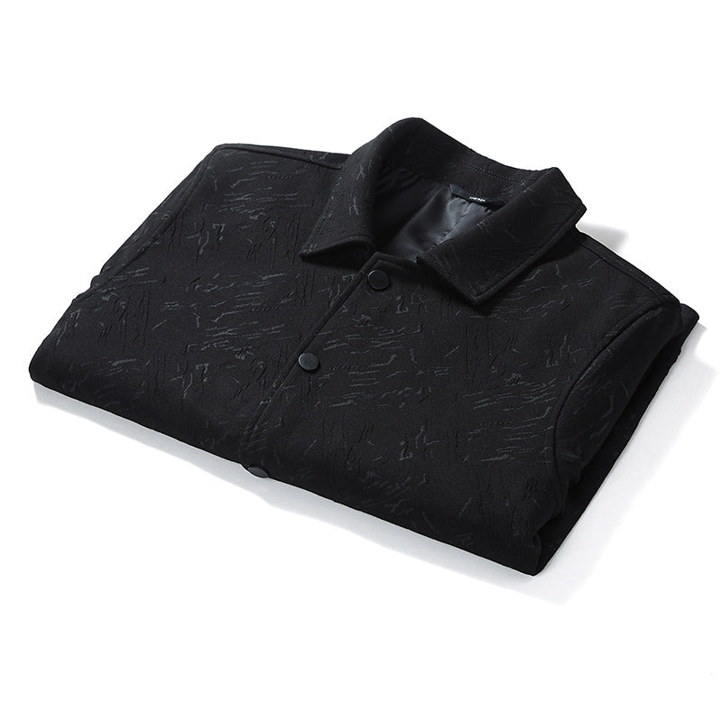Herren Übergangsjacke im Coach-Stil mit Strukturprint, Druckknopfverschluss und Rippbündchen Shop Nory