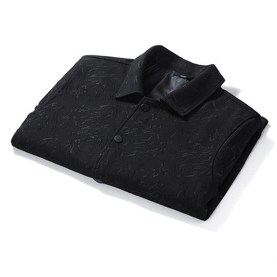 Herren Übergangsjacke im Coach-Stil mit Strukturprint, Druckknopfverschluss und Rippbündchen Shop Nory