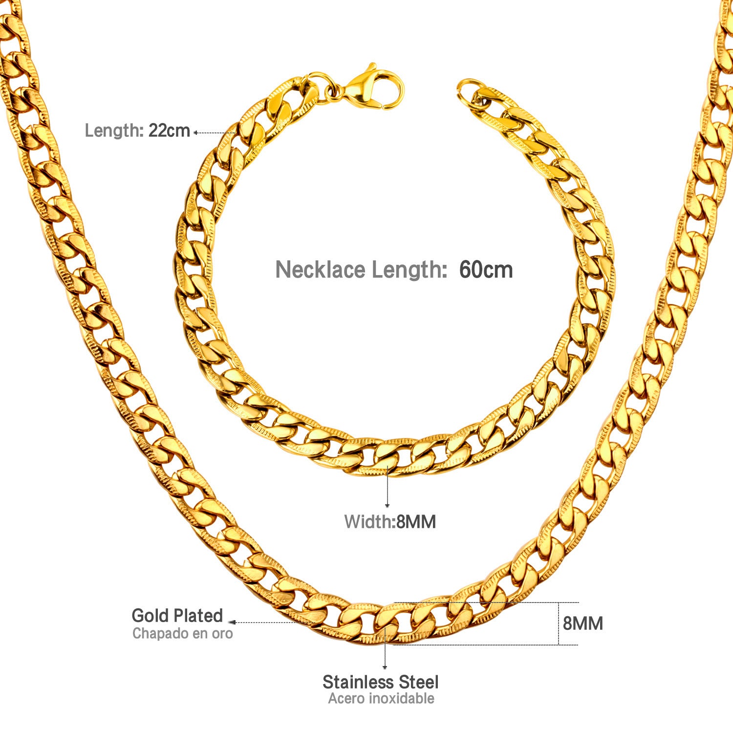 Damen Edelstahl Halskette mit massivem Gliederdesign und antiallergischer Beschichtung Shop Nory