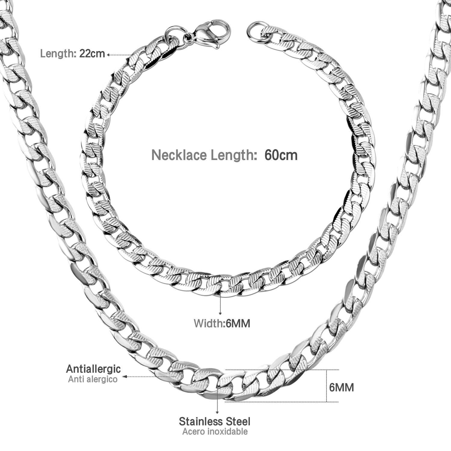 Damen Edelstahl Halskette mit feinen Glieder-Design Shop Nory
