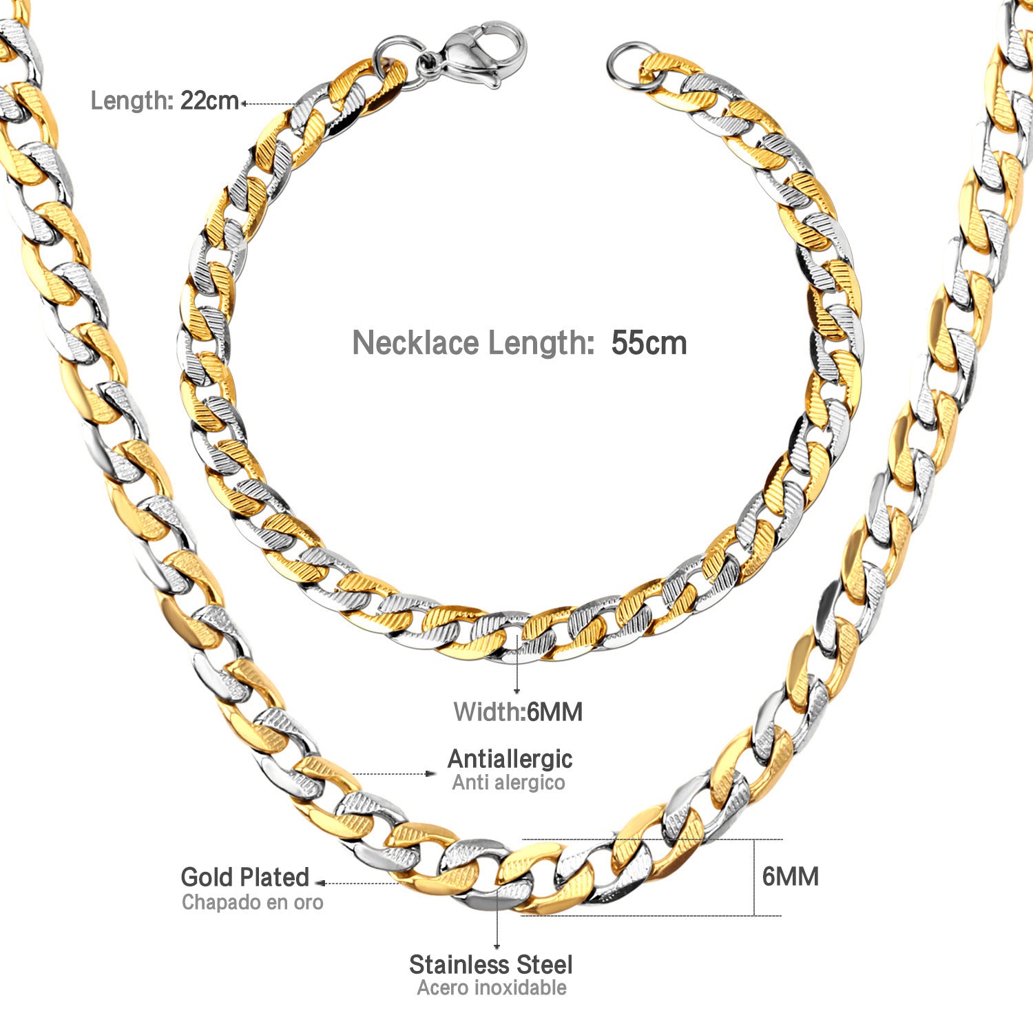 Damen Edelstahl Halskette mit feinen Glieder-Design Shop Nory
