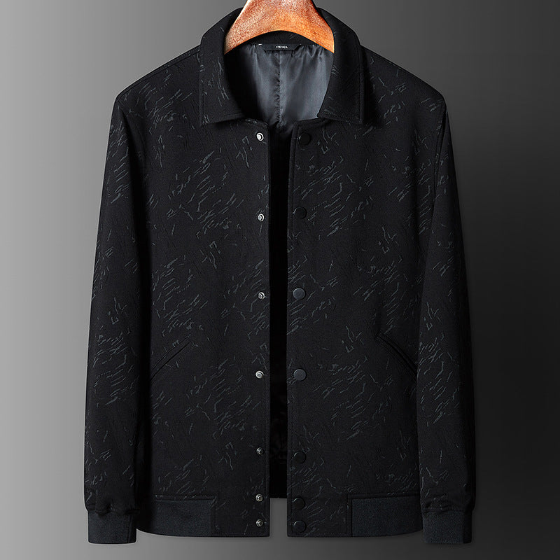 Herren Übergangsjacke im Coach-Stil mit Strukturprint, Druckknopfverschluss und Rippbündchen Shop Nory