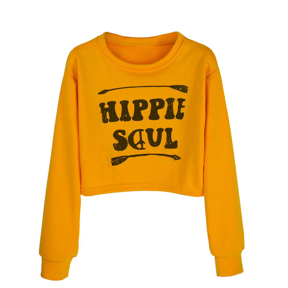 Damen Kurzes Cropped-Sweatshirt mit Print, Rundhalsausschnitt & langen Ärmeln Shop Nory
