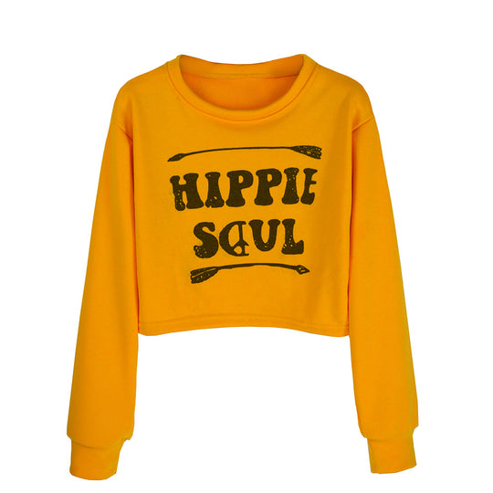 Damen Kurzes Cropped-Sweatshirt mit Print, Rundhalsausschnitt & langen Ärmeln Shop Nory