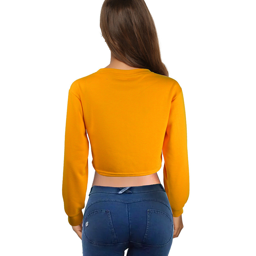 Damen Kurzes Cropped-Sweatshirt mit Print, Rundhalsausschnitt & langen Ärmeln Shop Nory