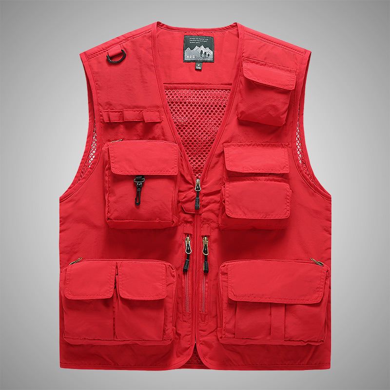 Herren Multifunktionale Utility-Weste mit Mehrfachtaschen und Mesh-Innenfutter Shop Nory