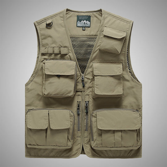 Herren Multifunktionale Utility-Weste mit Mehrfachtaschen und Mesh-Innenfutter Shop Nory