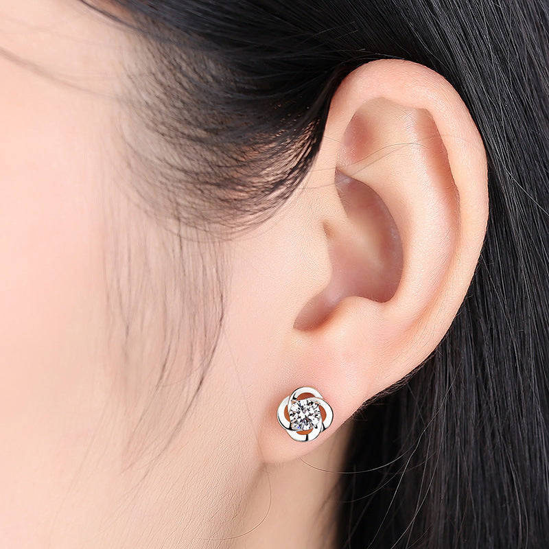 Damen Glitzernde Ohrstecker im floralen Stil Shop Nory
