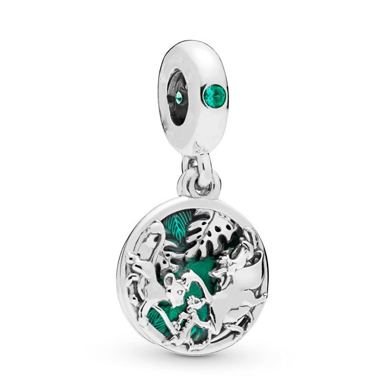 Versilberter Charm-Anhänger mit Mond, Sternen und Tanzender Elfe