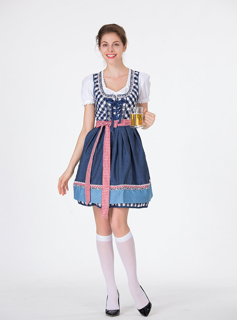 Damen nan traditionelles Oktoberfest Dirndl mit Rüschenbluse, geschnürtem Mieder und Schleifen-Schürze Shop Nory