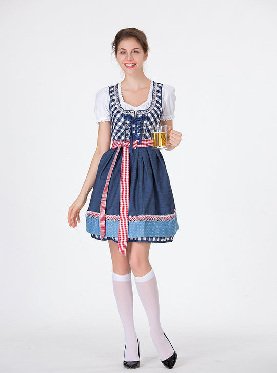 Damen nan traditionelles Oktoberfest Dirndl mit Rüschenbluse, geschnürtem Mieder und Schleifen-Schürze Shop Nory