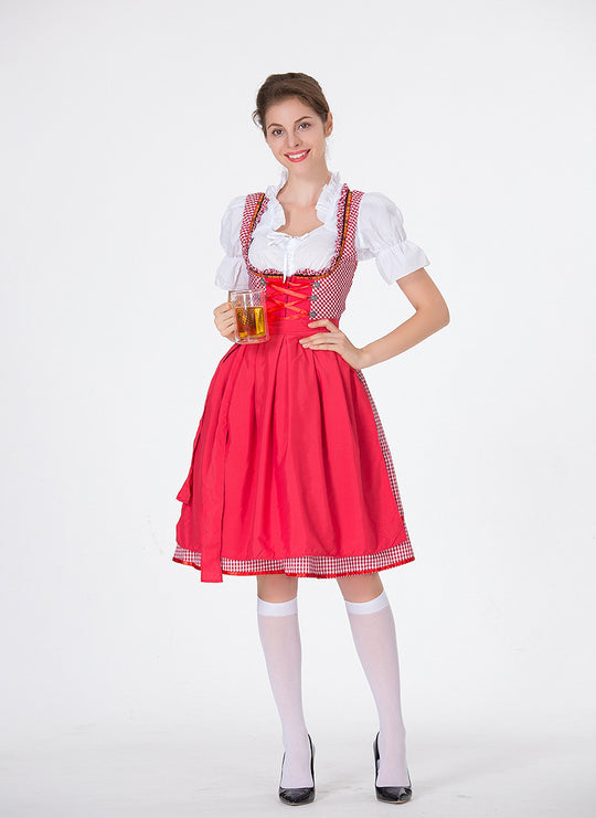 Damen nan traditionelles Oktoberfest Dirndl mit Rüschenbluse, geschnürtem Mieder und Schleifen-Schürze Shop Nory