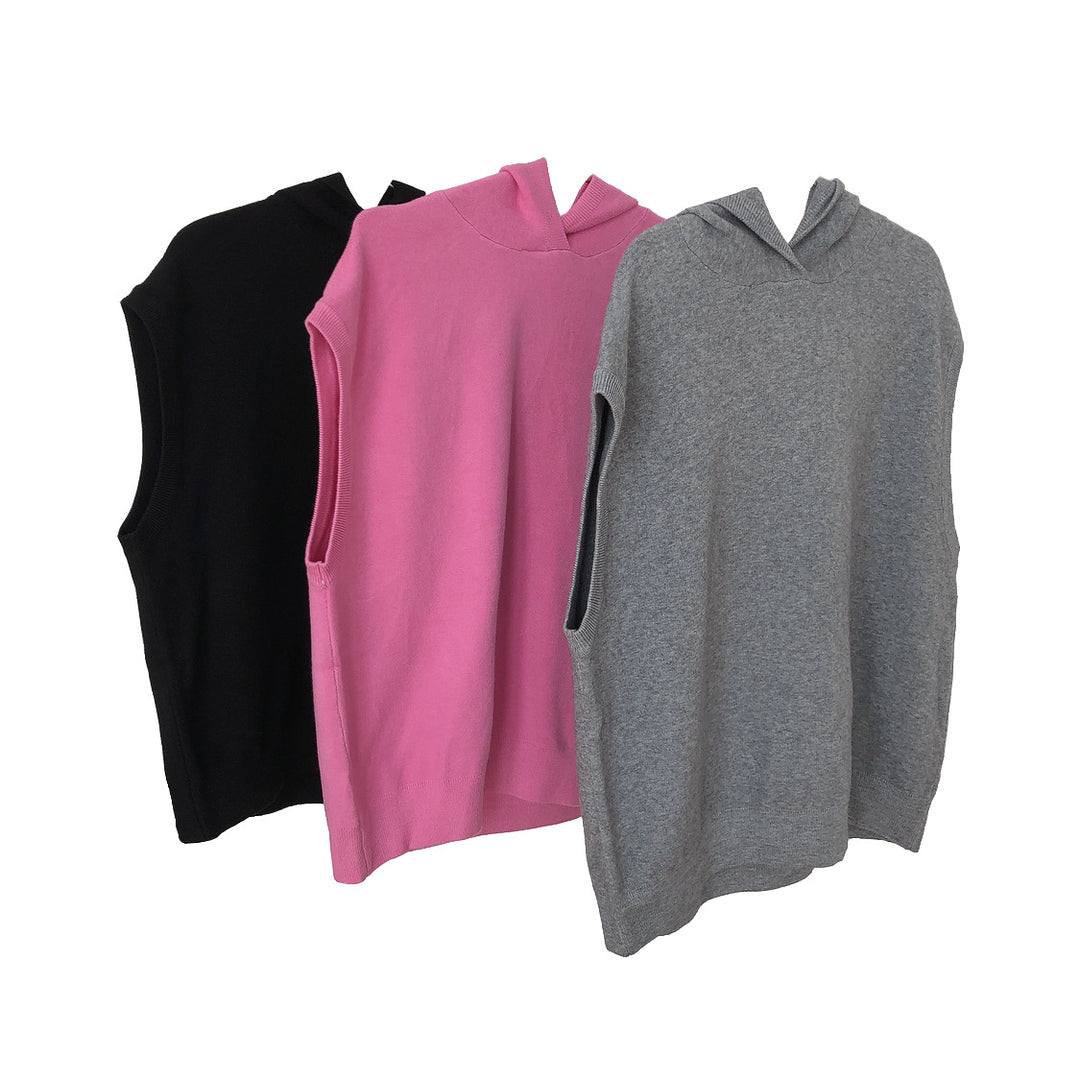 Damen Ärmellose Kapuzenstrick‑Weste im Oversize‑Cut aus feinem Strick Shop Nory