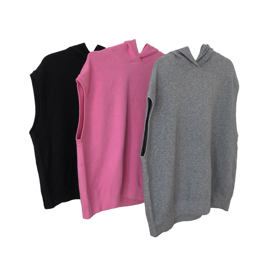 Damen Ärmellose Kapuzenstrick‑Weste im Oversize‑Cut aus feinem Strick Shop Nory
