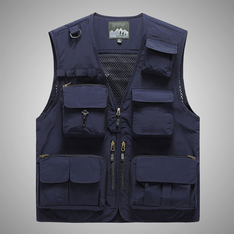 Herren Multifunktionale Utility-Weste mit Mehrfachtaschen und Mesh-Innenfutter Shop Nory