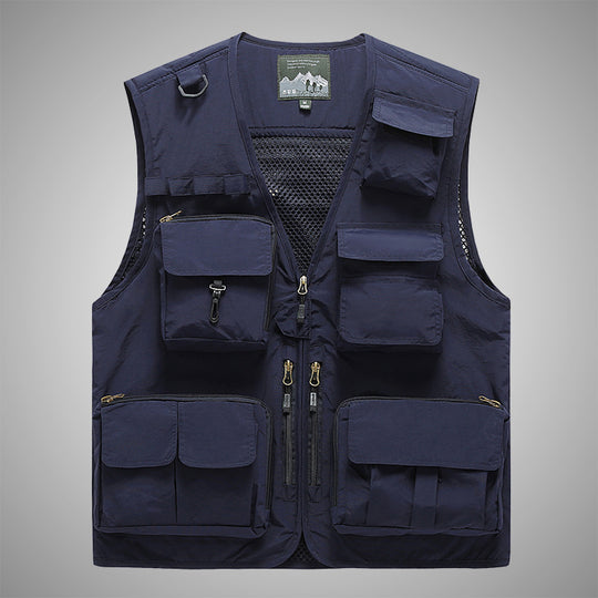 Herren Multifunktionale Utility-Weste mit Mehrfachtaschen und Mesh-Innenfutter Shop Nory