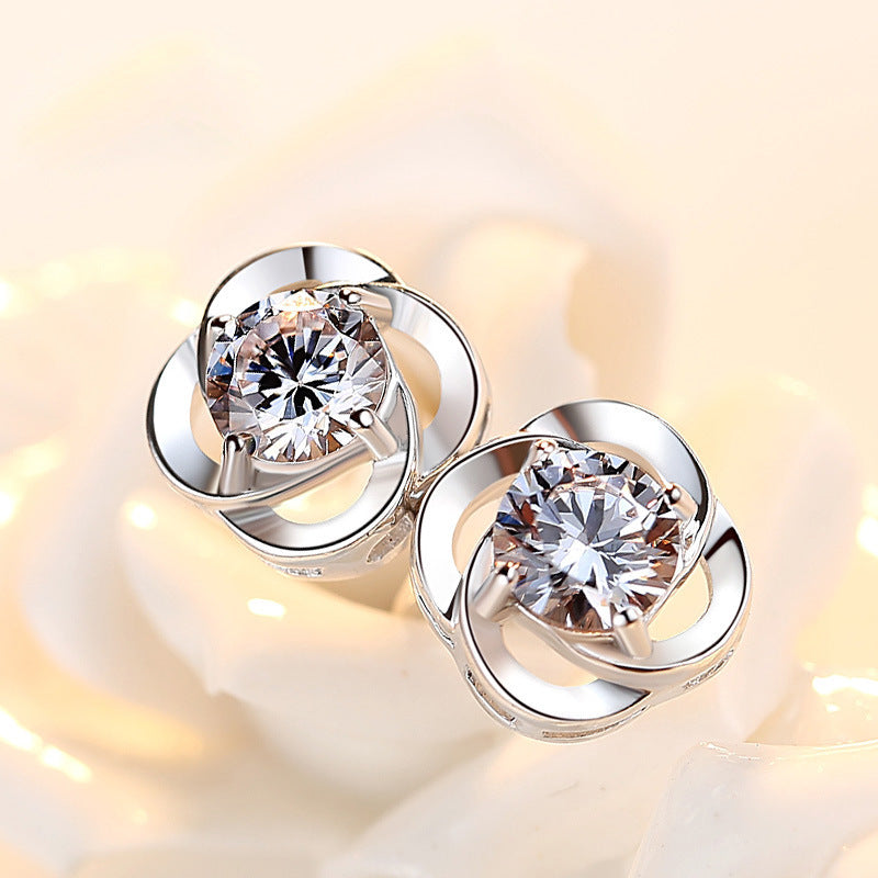 Damen Glitzernde Ohrstecker im floralen Stil Shop Nory