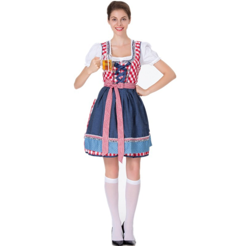 Damen nan traditionelles Oktoberfest Dirndl mit Rüschenbluse, geschnürtem Mieder und Schleifen-Schürze Shop Nory