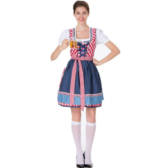 Damen nan traditionelles Oktoberfest Dirndl mit Rüschenbluse, geschnürtem Mieder und Schleifen-Schürze Shop Nory