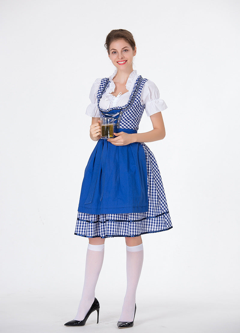 Damen nan traditionelles Oktoberfest Dirndl mit Rüschenbluse, geschnürtem Mieder und Schleifen-Schürze Shop Nory