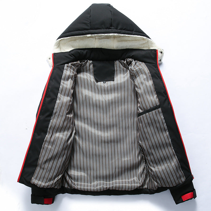 Herren Steppjacke mit Teddyfellkapuze und Chevron-Steppung Shop Nory