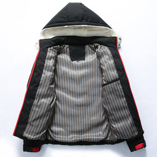 Herren Steppjacke mit Teddyfellkapuze und Chevron-Steppung Shop Nory