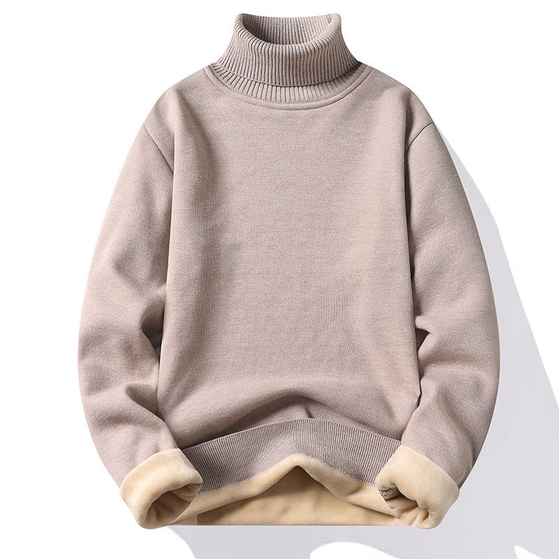 Herren-Rollkragenpullover, gefüttert, schmal geschnitten