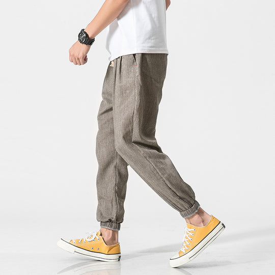 Herren leichte Leinenhose mit Tunnelzug und elastischen Bündchen Shop Nory