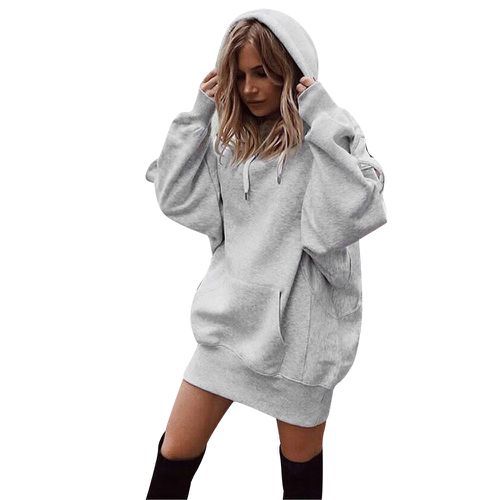 Damen Oversized Kapuzenkleid