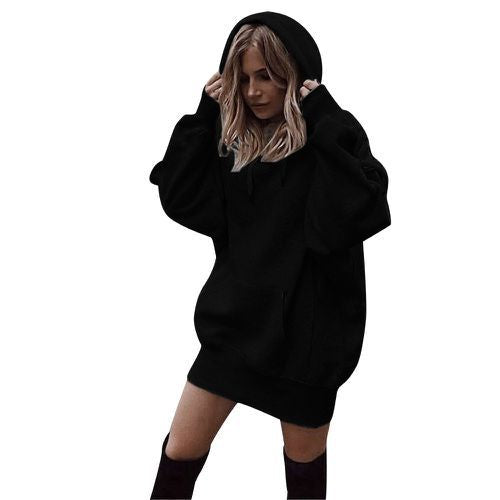 Damen Oversized Kapuzenkleid