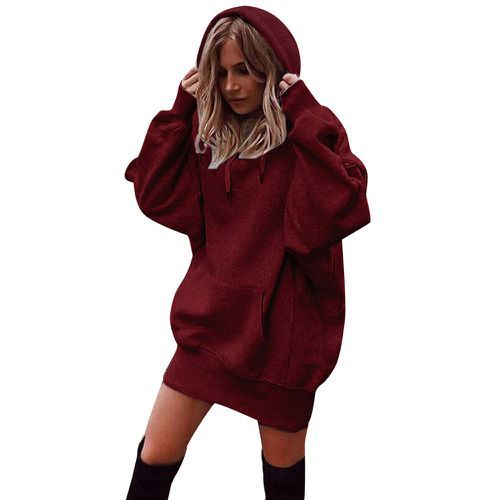Damen Oversized Kapuzenkleid