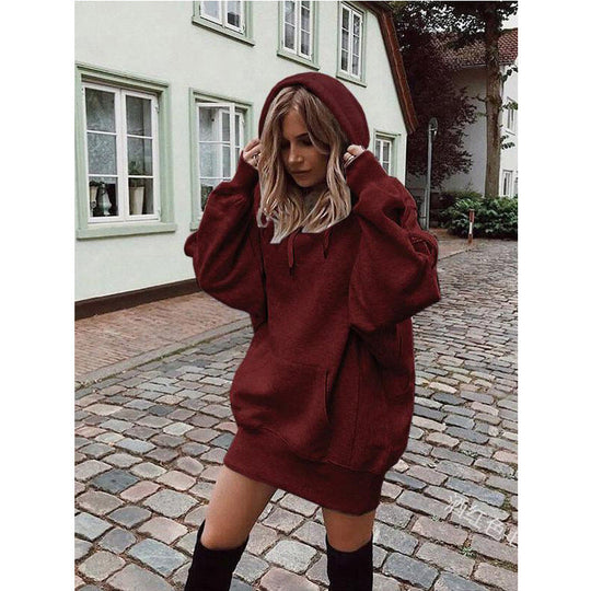 Damen Oversized Kapuzenkleid