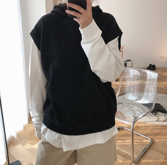 Damen Ärmellose Kapuzenstrick‑Weste im Oversize‑Cut aus feinem Strick Shop Nory