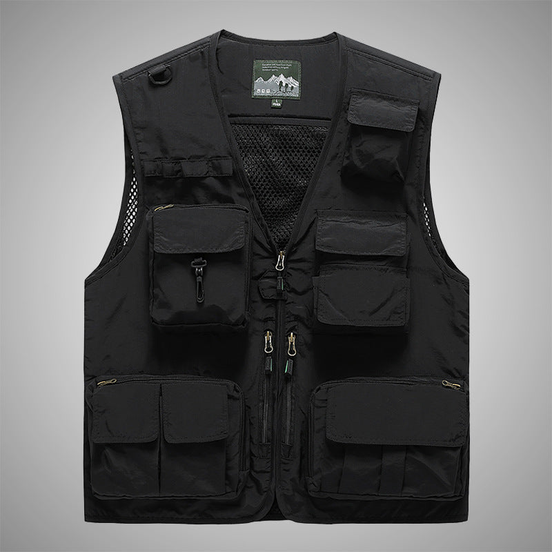 Herren Multifunktionale Utility-Weste mit Mehrfachtaschen und Mesh-Innenfutter Shop Nory