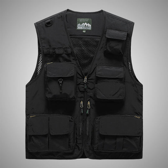 Herren Multifunktionale Utility-Weste mit Mehrfachtaschen und Mesh-Innenfutter Shop Nory
