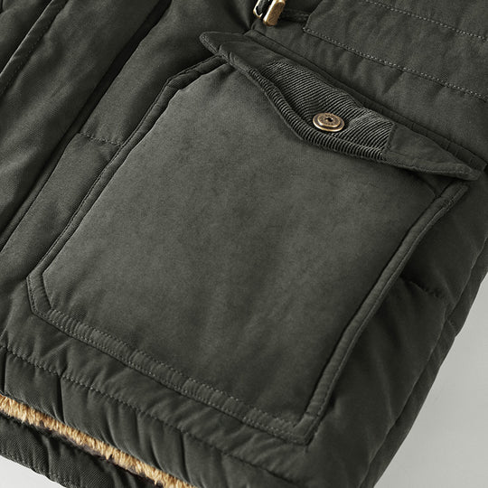 Herren gepolsterte Kapuzenparka mit Kunstfellfutter und Multifunktionstaschen Shop Nory