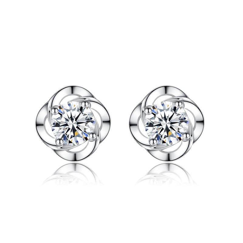 Damen Glitzernde Ohrstecker im floralen Stil Shop Nory
