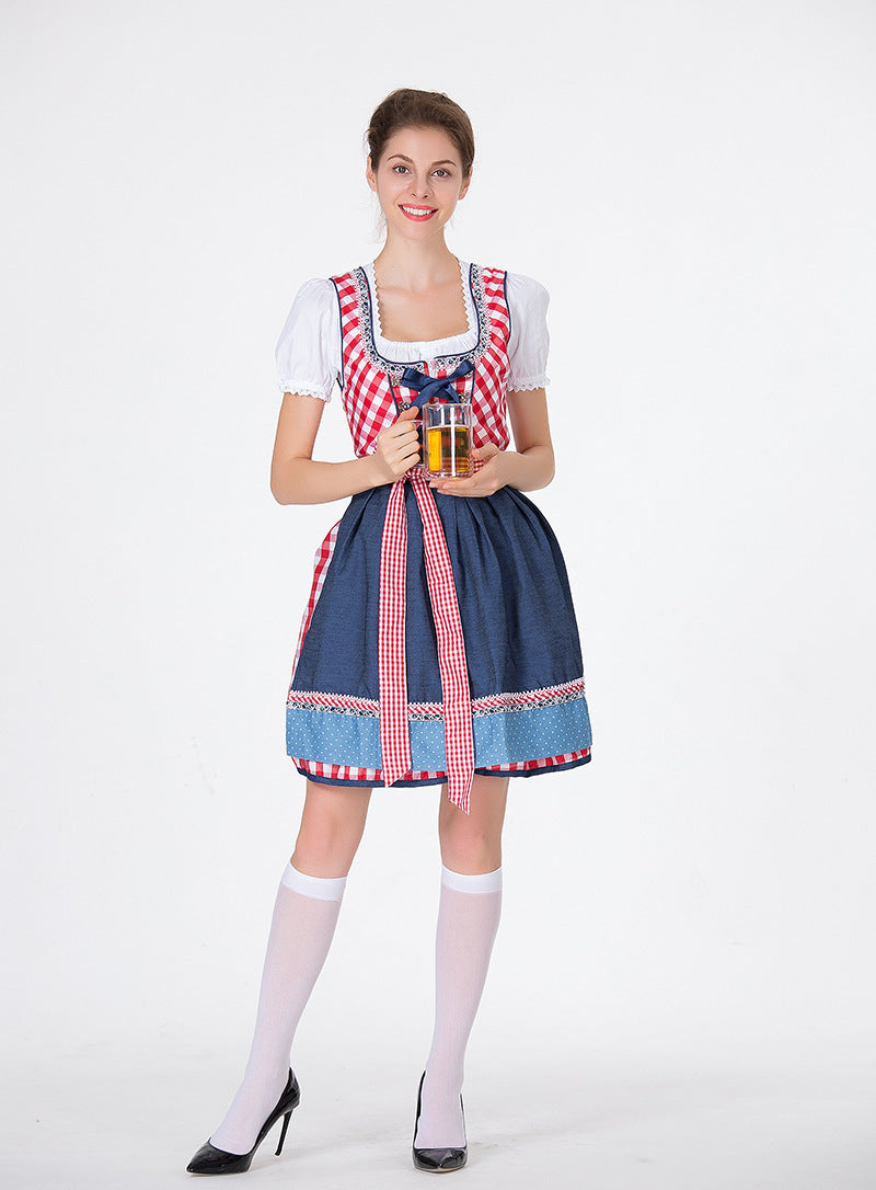 Damen nan traditionelles Oktoberfest Dirndl mit Rüschenbluse, geschnürtem Mieder und Schleifen-Schürze Shop Nory
