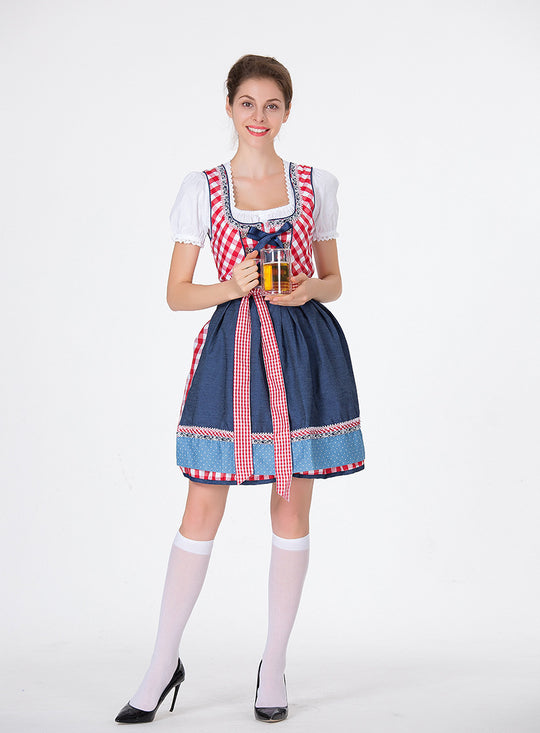 Damen nan traditionelles Oktoberfest Dirndl mit Rüschenbluse, geschnürtem Mieder und Schleifen-Schürze Shop Nory