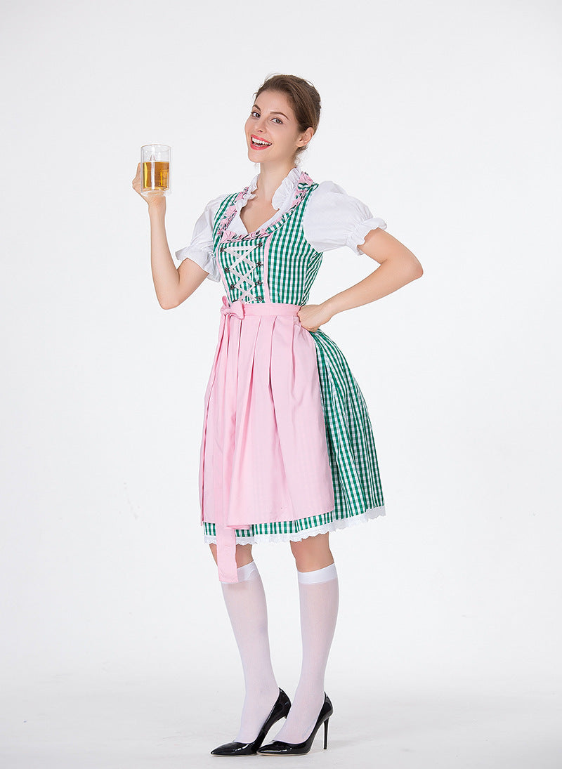 Damen nan traditionelles Oktoberfest Dirndl mit Rüschenbluse, geschnürtem Mieder und Schleifen-Schürze Shop Nory