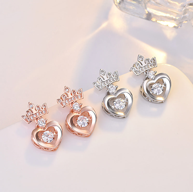 Damen Ohrringe mit romantischem Herz- und Kronendesign Shop Nory