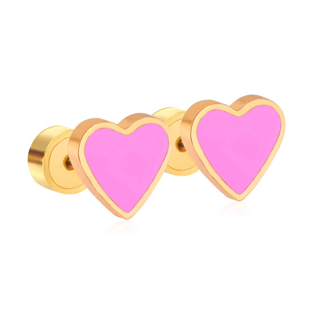 Damen Herzförmige Edelstahl Ohrringe mit buntem Enamel Shop Nory