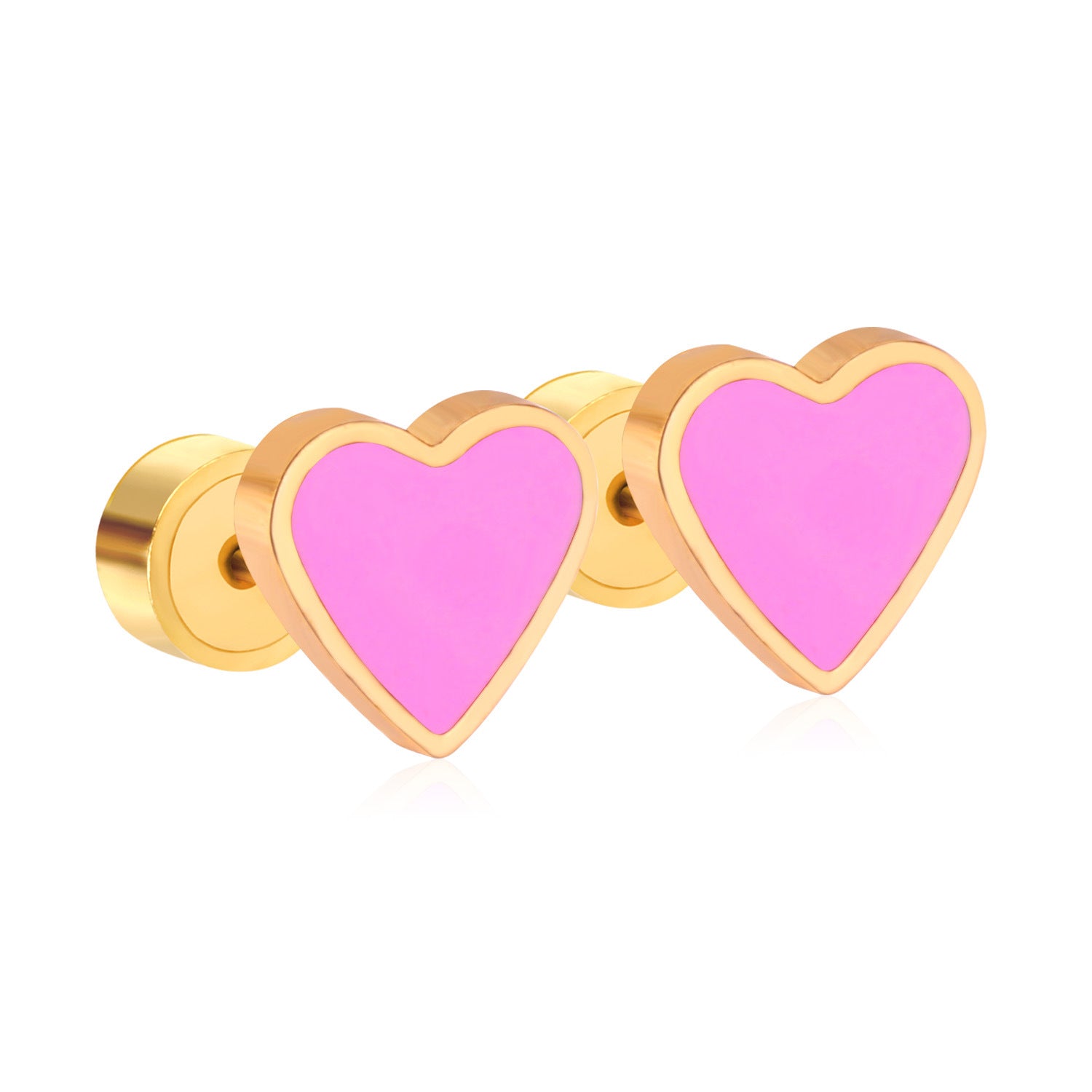 Damen Herzförmige Edelstahl Ohrringe mit buntem Enamel Shop Nory