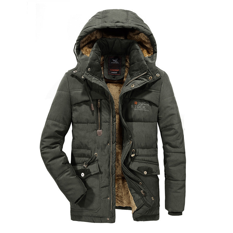 Herren gepolsterte Kapuzenparka mit Kunstfellfutter und Multifunktionstaschen Shop Nory