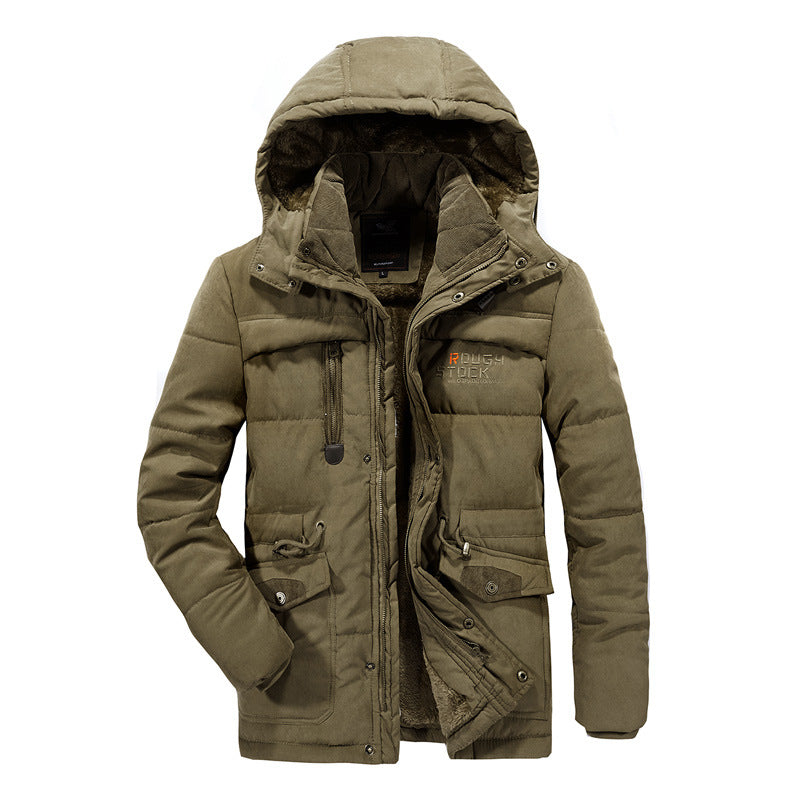 Herren gepolsterte Kapuzenparka mit Kunstfellfutter und Multifunktionstaschen Shop Nory